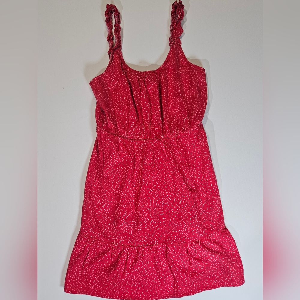 Banana Republic Dress Womens Size XS‎ Pink Sleeveless Ruffle Strap Midi Swing